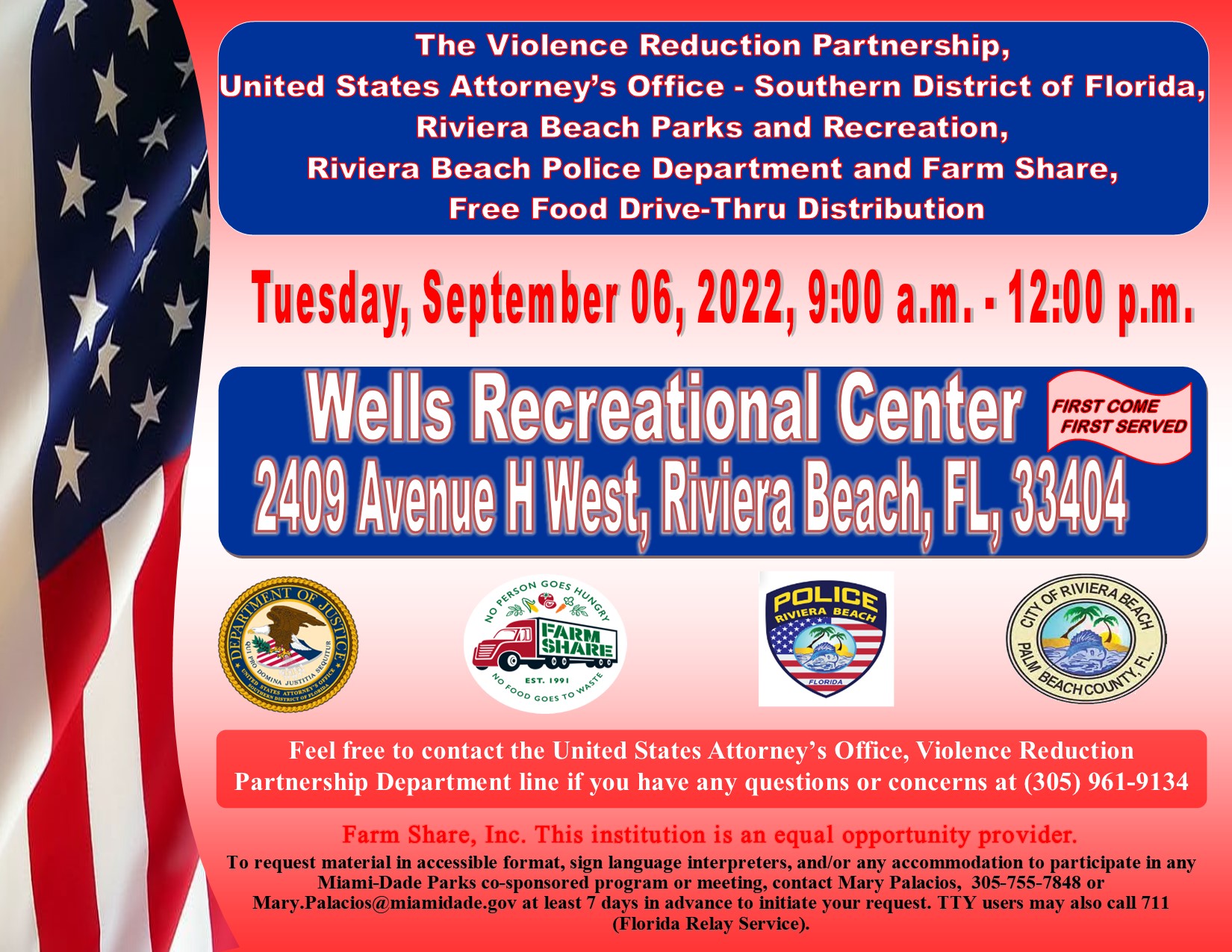 Violence Reduction Partnership Drive Thru Free Food Distribution